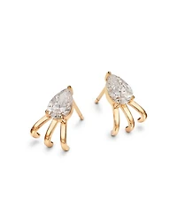 14K Yellow Gold Lab Grown Diamond Pear Triple Huggie Hoop Earrings