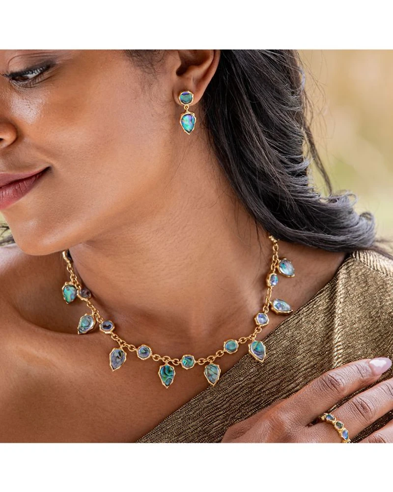 Aurora Abalone Statement Necklace, 16-18.5"