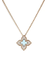 Roberto Coin 18K Rose Gold Venetian Princess Carnival Blue Topaz & Diamond Flower Pendant Necklace, 16-17