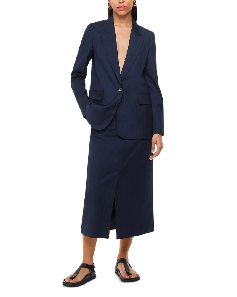 Pinstriped Tailored Midi Skirt