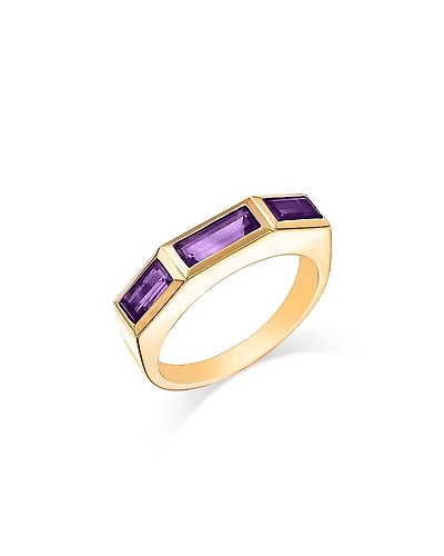 Bloomingdale's Fine Collection Amethyst Emerald Cut Three Stone Ring