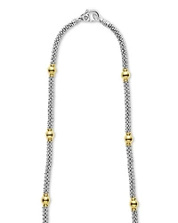 18K Yellow Gold & Sterling Silver Signature Caviar Bead Link Station Collar Necklace, 16"