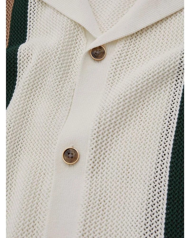 Danube Wide Stripe Button Front Camp Shirt