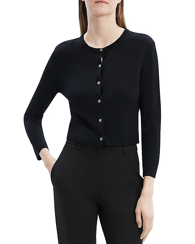 Theory Cropped Wool Cardigan