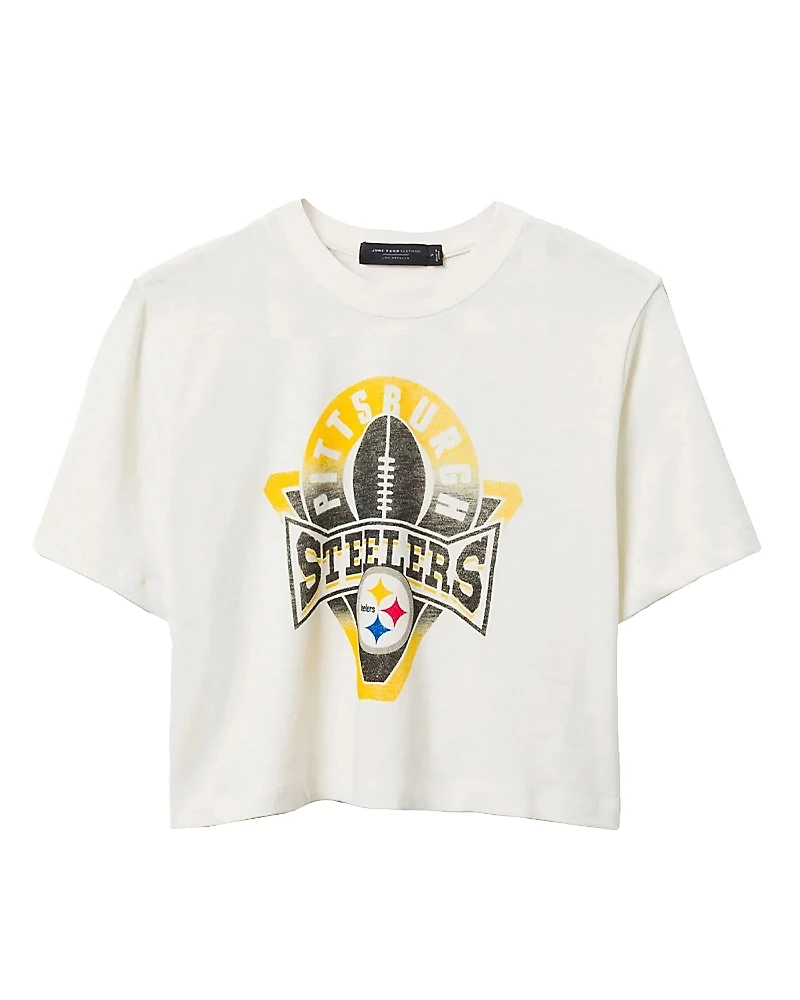Junk Food Clothing Women's Nfl Pittsburgh Steelers Mock Neck Crop Tee