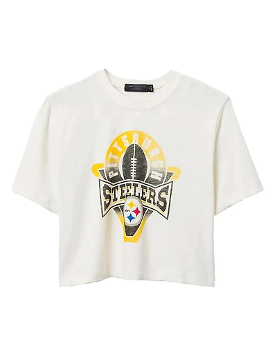 Junk Food Clothing Women's Nfl Pittsburgh Steelers Mock Neck Crop Tee