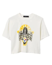 Junk Food Clothing Women's Nfl Pittsburgh Steelers Mock Neck Crop Tee
