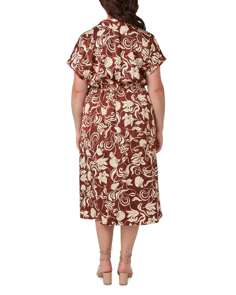 Solana Printed Faux Wrap Midi Dress