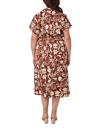 Solana Printed Faux Wrap Midi Dress