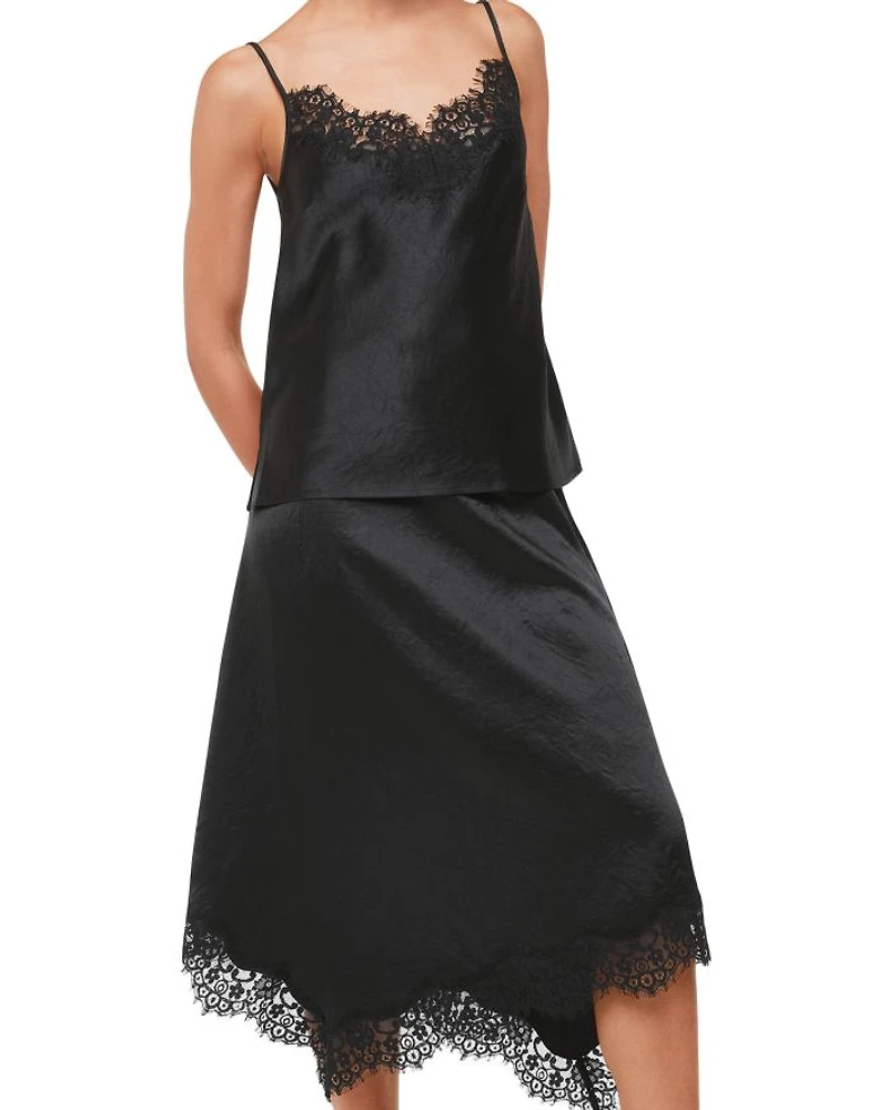 Lace Insert Midi Skirt