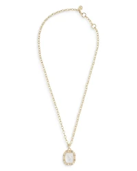 Bamboo White Stone Pendant Necklace in 18K Gold Plated, 18"- 20"