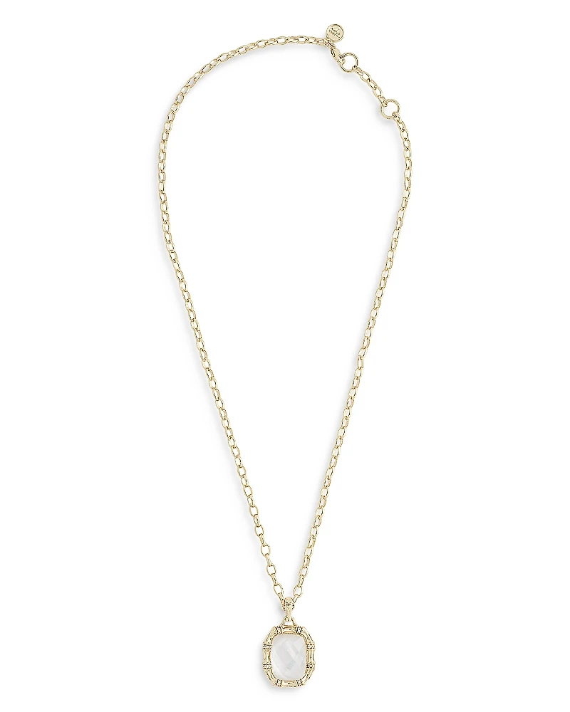 Anabel Aram Bamboo White Stone Pendant Necklace