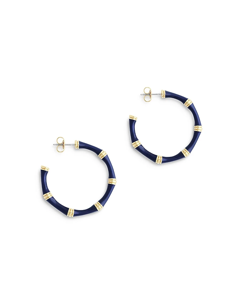 Anabel Aram Enamel Bamboo Shaped Hoop Earrings