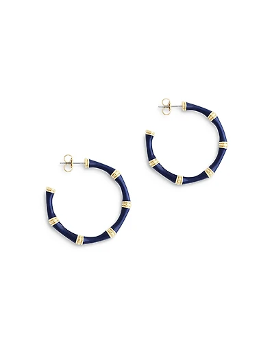 Anabel Aram Enamel Bamboo Shaped Hoop Earrings
