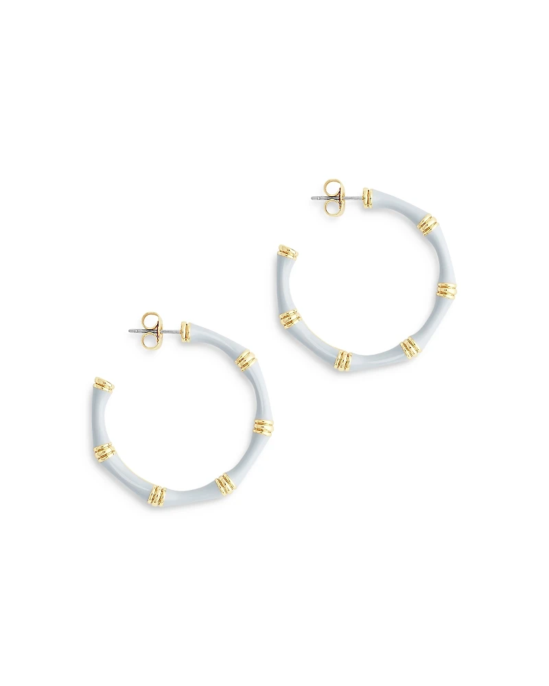 Anabel Aram Enamel Bamboo Shaped Hoop Earrings