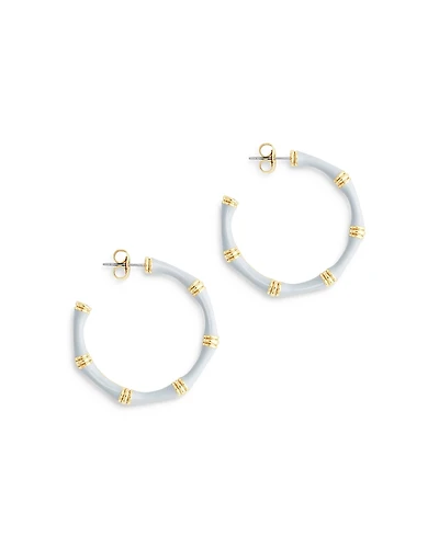 Anabel Aram Enamel Bamboo Shaped Hoop Earrings
