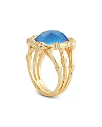 Bamboo Stone Statement Ring 18K Gold Plated