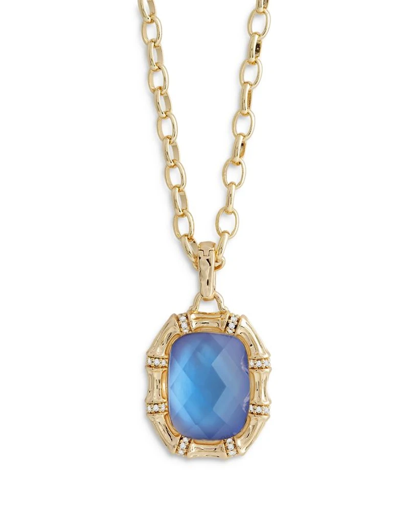 Bamboo Stone Pendant Necklace in 18K Gold Plated
