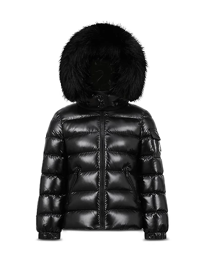 Moncler Girls' Badyf Faux Fur Trim Jacket - Big Kid