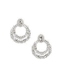 Self-Portrait Crystal Double Hoop Clip On Earrings