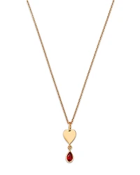 Moon & Meadow 14K Yellow Gold Italy Garnet & Polished Heart Pendant Necklace, 16-18 - Exclusive