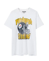 Junk Food Clothing Unisex Nfl Pittsburgh Steelers Throwback Helmet Flea Market Tee
