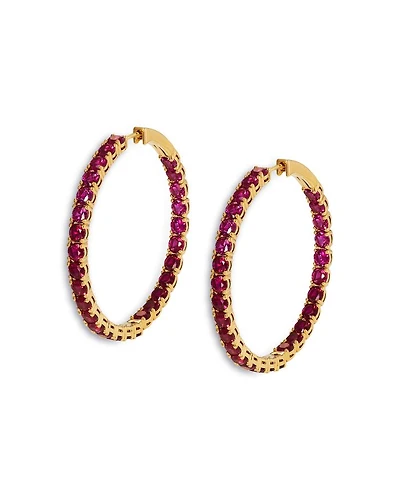Cubic Zirconia Inside Out Medium Hoop Earrings