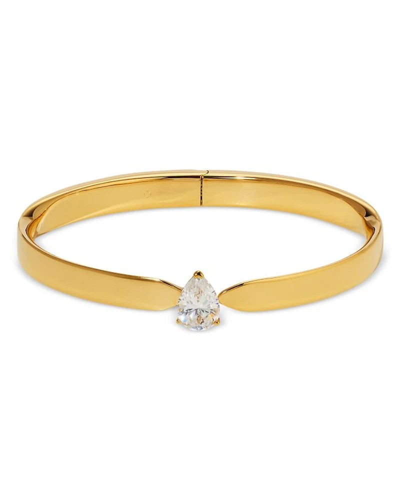 Cubic Zirconia Pear Solitaire Bangle Bracelet