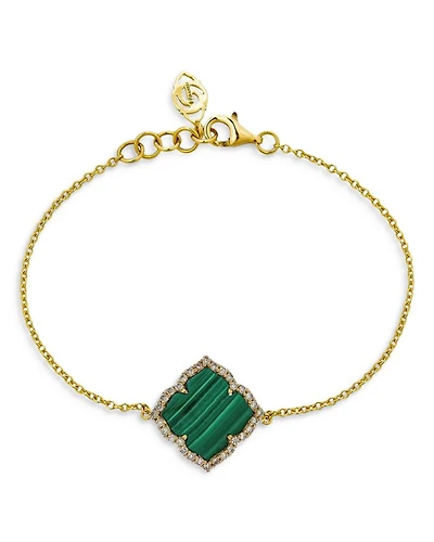 18K Yellow Gold Capri Fiore Bracelet with Malachite and Diamonds