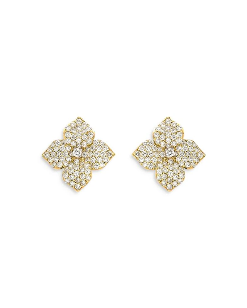 18K Yellow Gold Small Fiore Earrings with Diamonds, 1.47 tcw