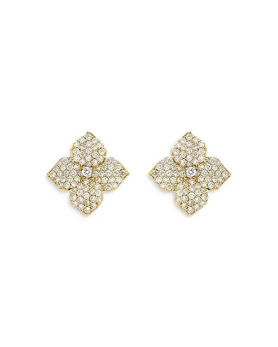 18K Yellow Gold Small Fiore Earrings with Diamonds, 1.47 tcw