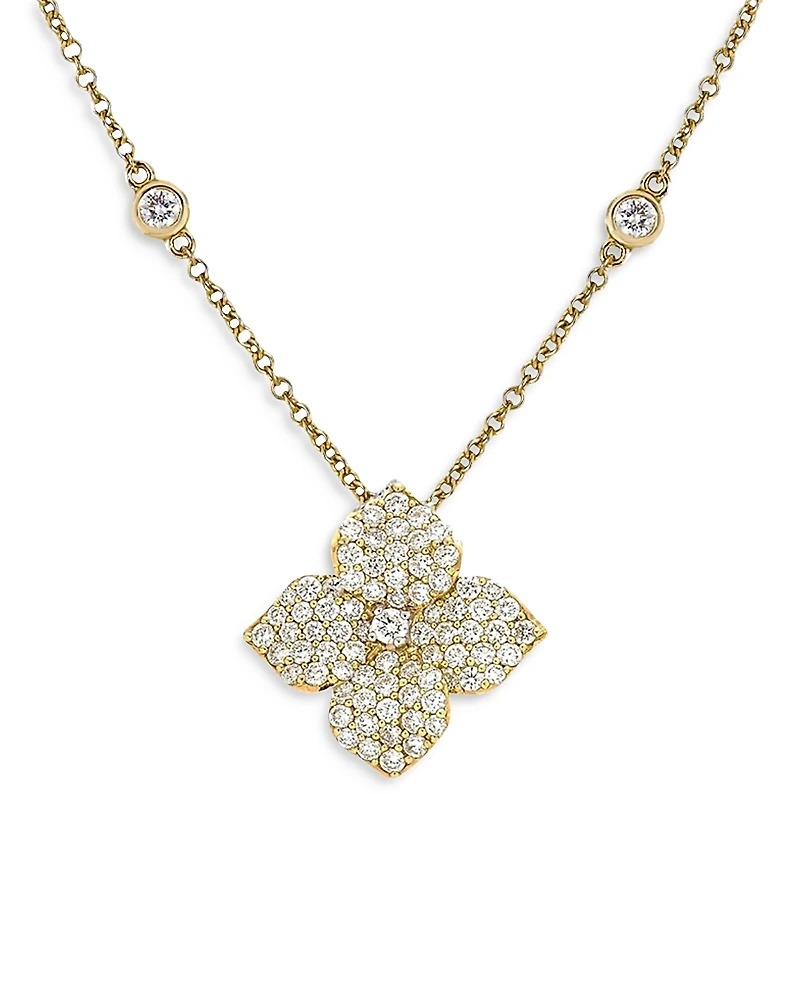 Piranesi 18K Yellow Gold Fiore Diamond Small Flower Pendant Necklace