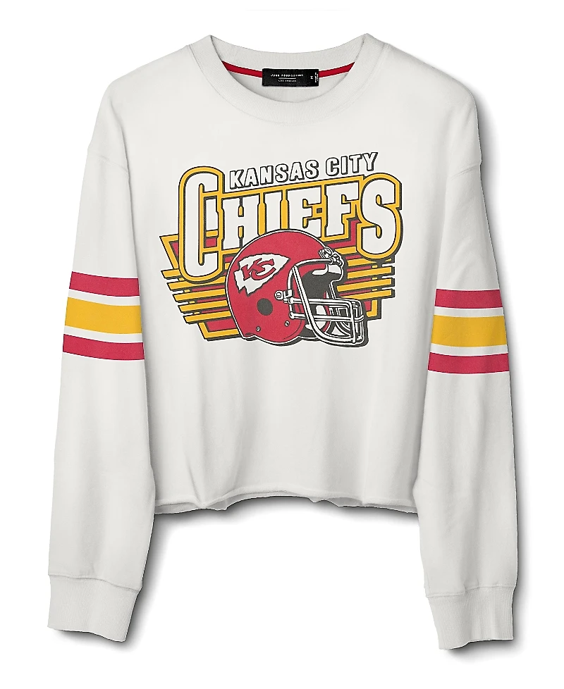 Junk Food Clothing Women's Nfl Kansas City Chiefs Kickoff Cropped Crew Fleece Tee