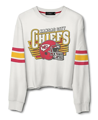 Junk Food Clothing Women's Nfl Kansas City Chiefs Kickoff Cropped Crew Fleece Tee