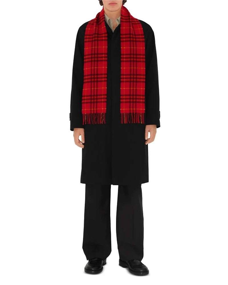 Narrow Check Cashmere Scarf