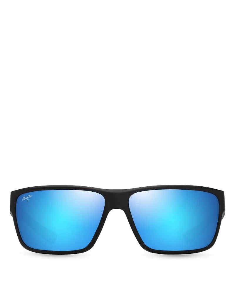 Uila Rectangular Wrap Sunglasses, 62mm