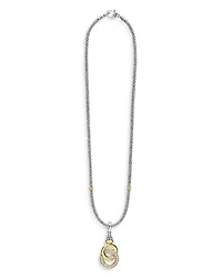 18K Yellow Gold & Sterling Silver Diamond Interlocking Ring Pendant Necklace, 18"