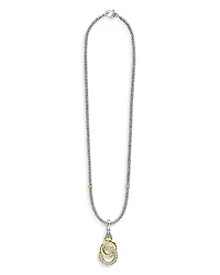 Lagos 18K Yellow Gold & Sterling Silver Diamond Interlocking Ring Pendant Necklace, 18