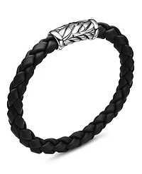 Men's Chevron Bracelet Black Rubber and Sterling Silver, 8mm