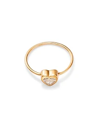 14K Yellow Gold Lab Grown Diamond Heart Bezel Solitaire Ring