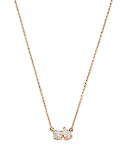 14K Yellow Gold Lab Grown Diamond Pear & Round Duet Pendant Necklace, 16-20"