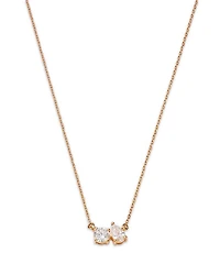 14K Yellow Gold Lab Grown Diamond Pear & Round Duet Pendant Necklace, 16-20"