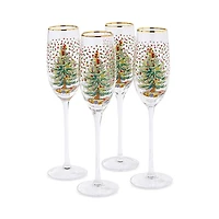 Spode Christmas Tree Polka Dot Champagne Flute, Set of 4