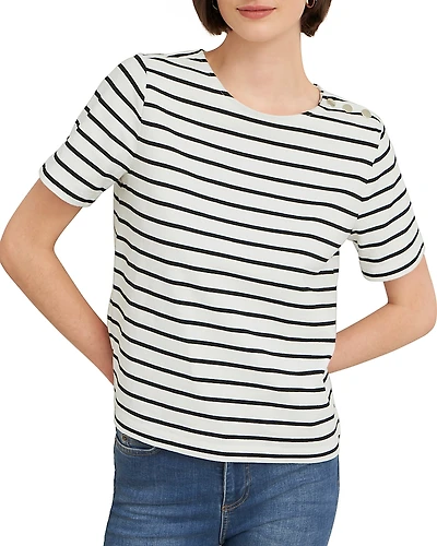 Hobbs London Bethan Striped Crewneck Top