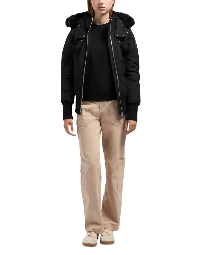 Debbie Shearling Trim Down Bomber Jacket