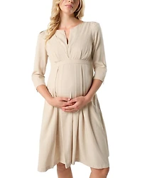 Women's Empire Waist Maternity & Nursing Midi Tea Dress TENCEL (Regular Petite)