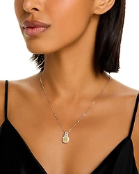 White & Yellow Diamond Halo Pendant Necklace in 14K Yellow & White Gold, 0.86 tcw