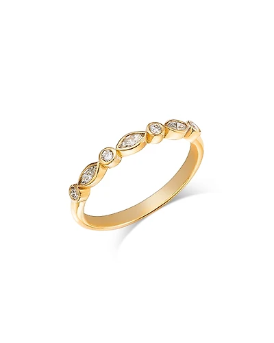 Moon & Meadow 14K Yellow Gold Lab Grown Diamond Marquis & Round Bezel Ring