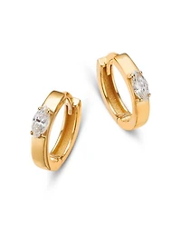 14K Yellow Gold Lab Grown Diamond Marquis Huggie Hoop Earrings