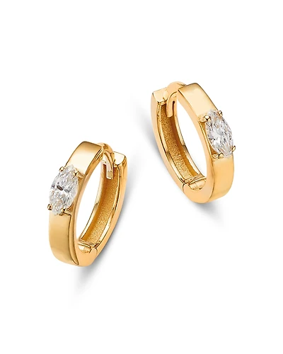 Moon & Meadow 14K Yellow Gold Lab Grown Diamond Marquis Huggie Hoop Earrings